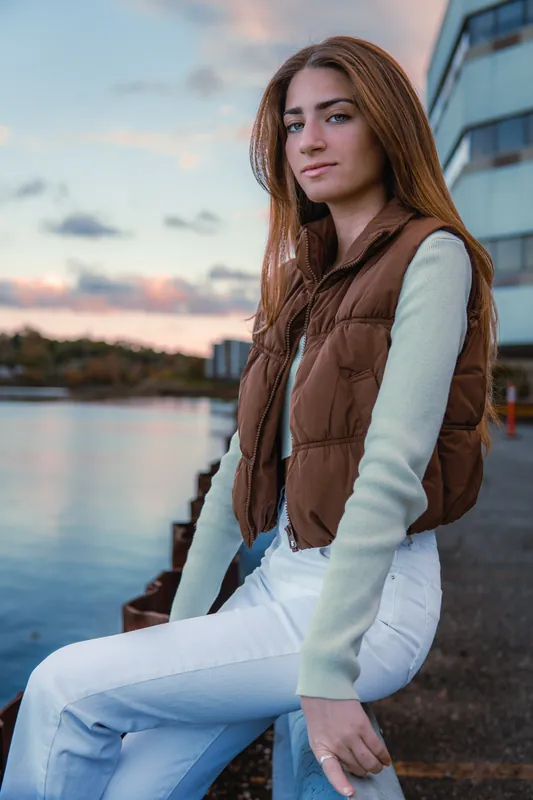 Model test, look two: warm film look, three quarter frame