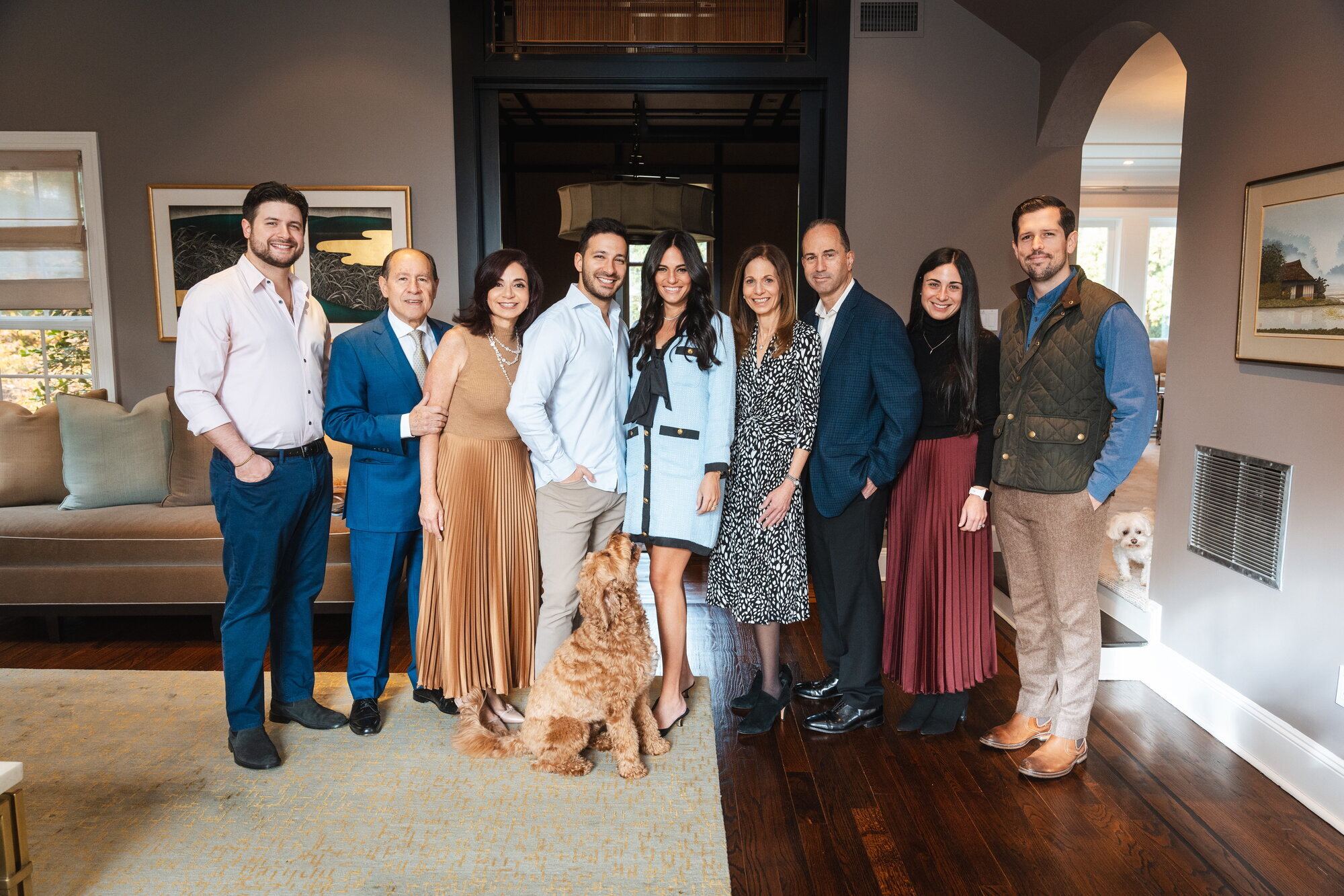 Family and guests posing together at a bris celebration
