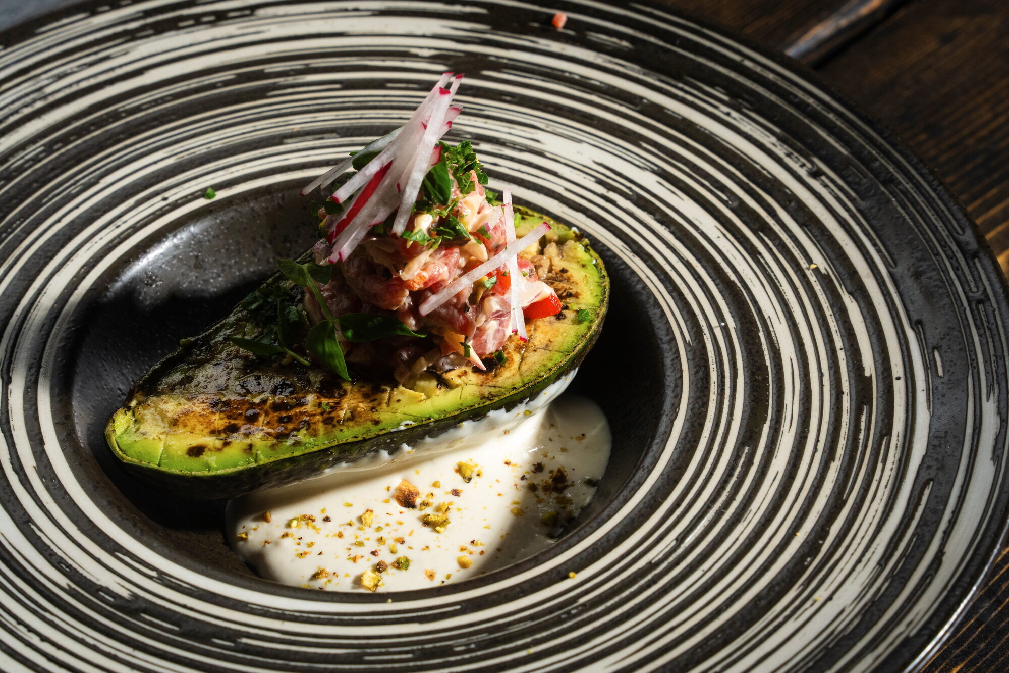 Restaurant dish photographed for a New York menu and social feed
