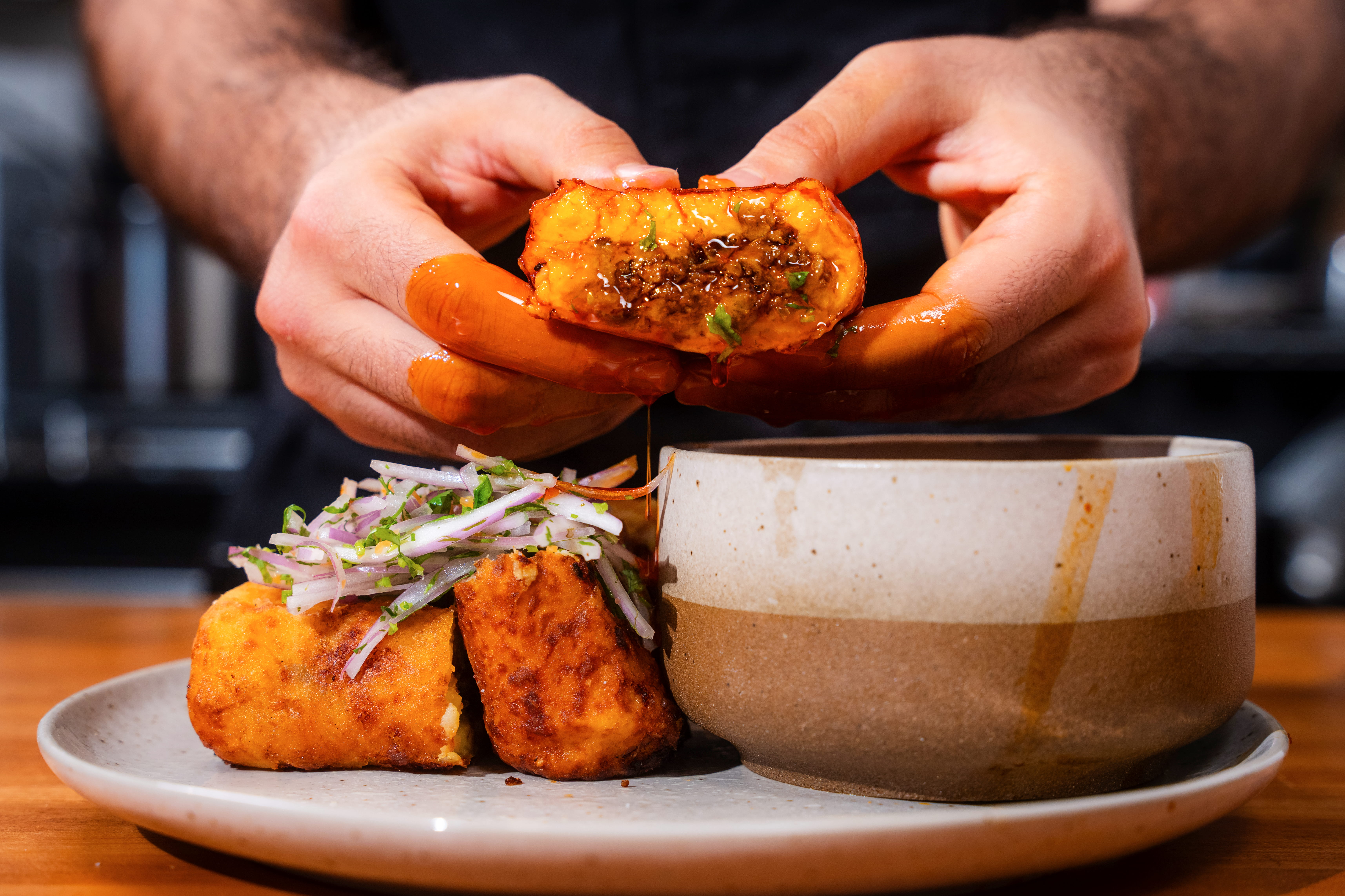 Restaurant dish photographed for a New York menu and social feed