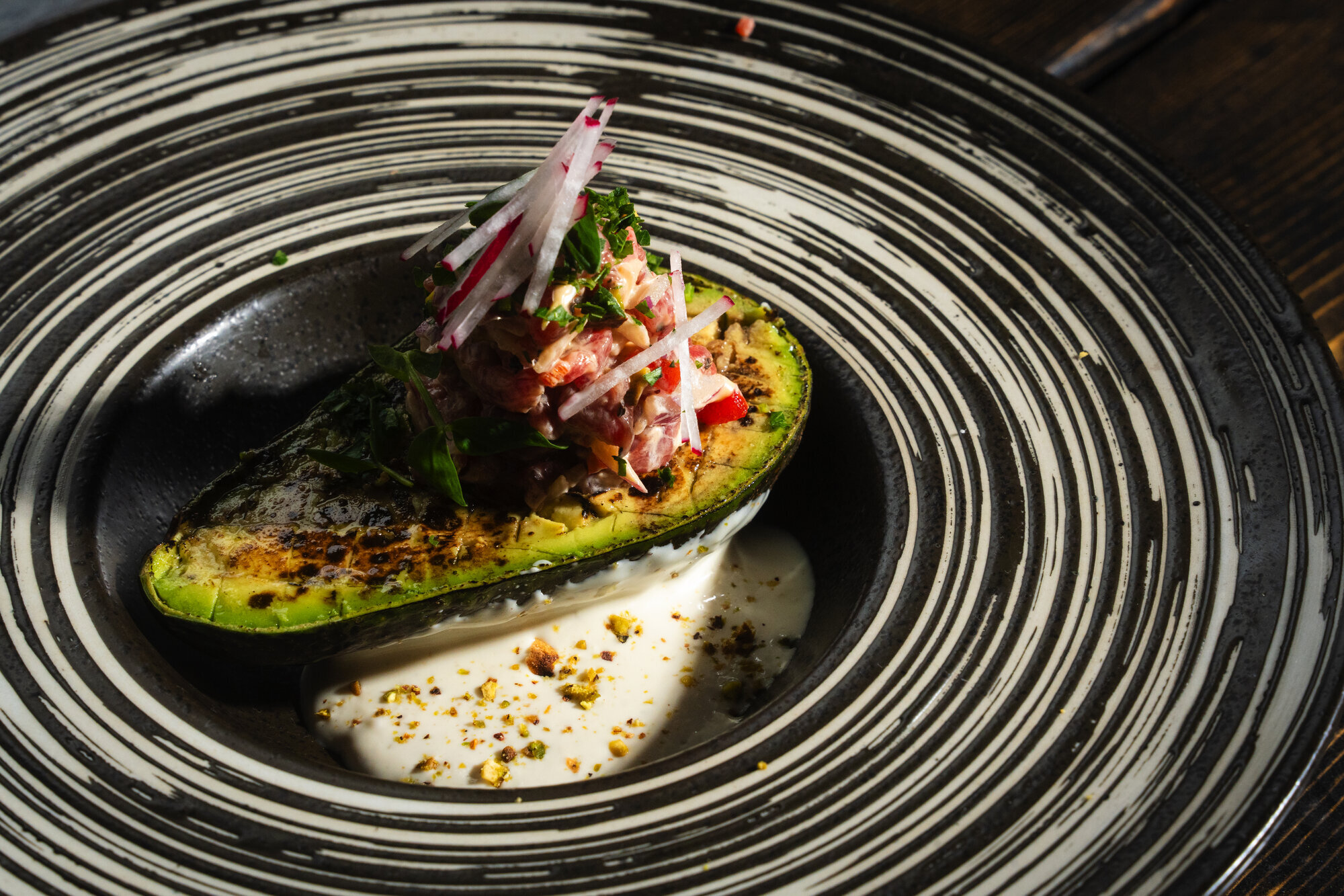 Restaurant dish photographed for a New York menu and social feed