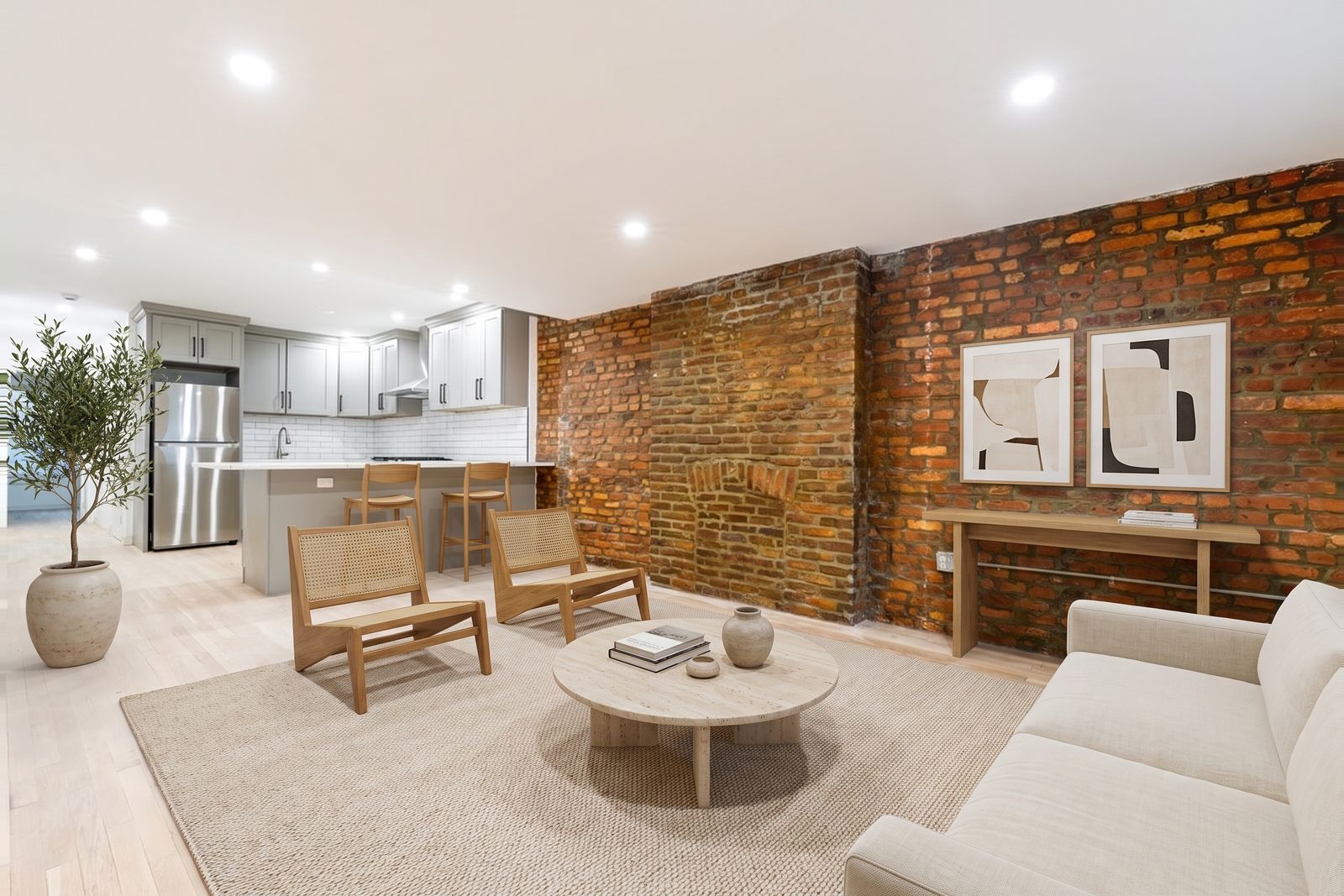 After: the same room furnished with virtual staging